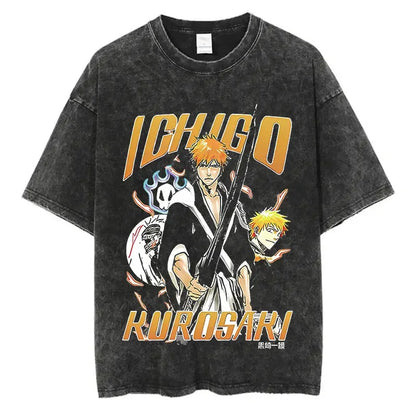 BLEACH Vintage Washed Oversized T-Shirt – Unisex Retro Anime Streetwear Tee