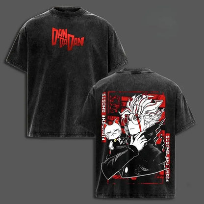 DAN DA DAN Okarun T-Shirt – Ken Takakura Gothic Vintage Washed Anime Tee