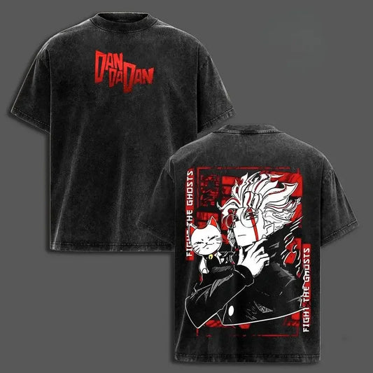 DAN DA DAN Okarun T-Shirt – Ken Takakura Gothic Vintage Washed Anime Tee