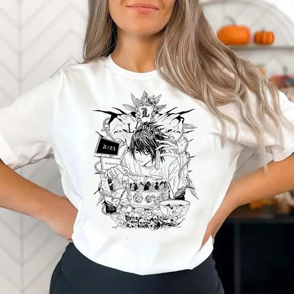 Death Note Psychedelic Y2K T-Shirt – Gothic Harajuku Anime Streetwear Tee