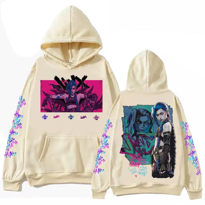 Hot Anime Jinx-Arcane Hoodie Harajuku Hip Hop Pullover Tops Popular Music Sweatshirt Fans Gift