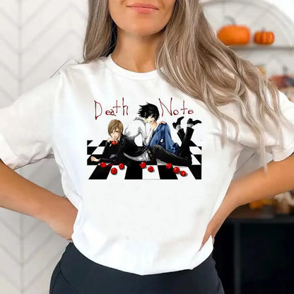 Death Note Psychedelic Y2K T-Shirt – Gothic Harajuku Anime Streetwear Tee