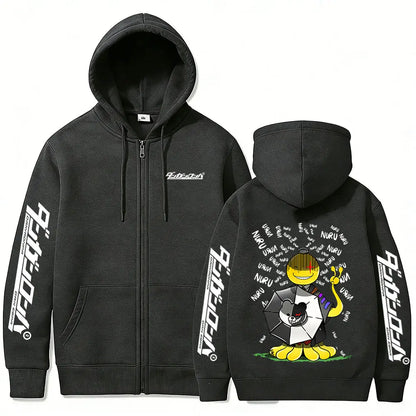 Assassination Classroom Korosensei Zip-Up Hoodie – Oversized Unisex Anime Jacket