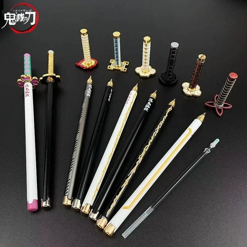 Demon Slayer Sword Gel Pen – 17 Anime Character Styles, 0.5mm Black Ink Cosplay Stationery