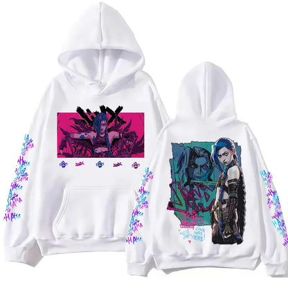 Hot Anime Jinx-Arcane Hoodie Harajuku Hip Hop Pullover Tops Popular Music Sweatshirt Fans Gift