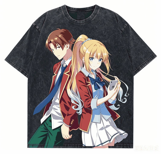 Classroom of the Elite Vintage Washed T-Shirt – Retro Anime Streetwear Tee