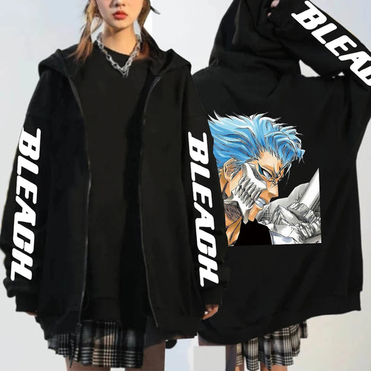 BLEACH Grimmjow Jaegerjaquez Zip-Up Hoodie – Anime Harajuku Streetwear Jacket
