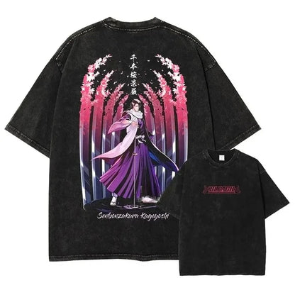 BLEACH Vintage Washed Oversized T-Shirt – Unisex Y2K Anime Streetwear Tee