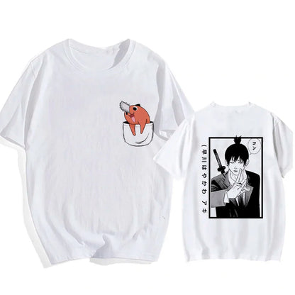 Chainsaw Man 90s Retro Anime T-Shirt – Pochita & Makima Harajuku Graphic Tee