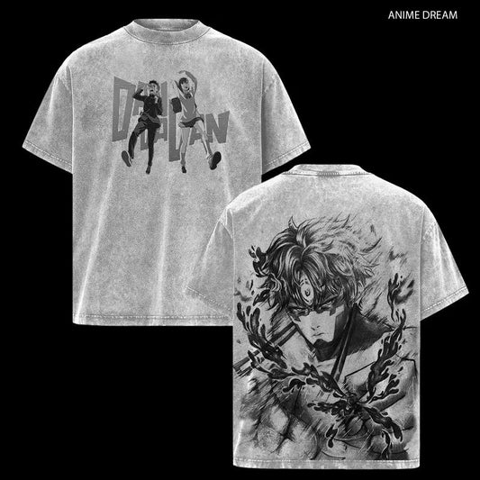 DAN DA DAN Manga Vintage Washed T-Shirt – Oversized Y2K Harajuku Anime Tee