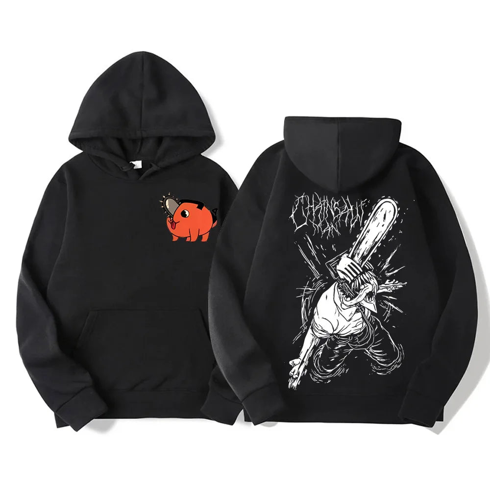 Chainsaw Man Vintage Oversized Hoodie – Unisex Anime Graphic Streetwear Pullover