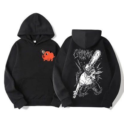 Chainsaw Man Vintage Oversized Hoodie – Unisex Anime Graphic Streetwear Pullover