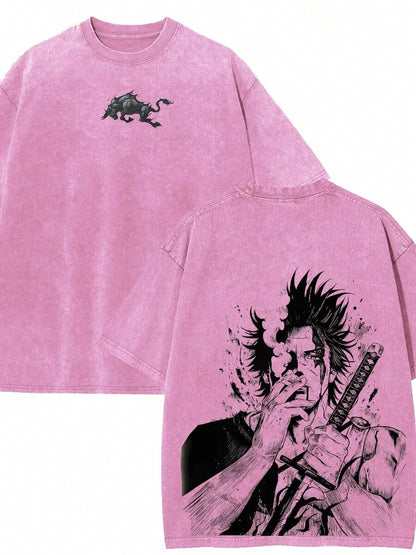 Black Clover Yami Sukehiro Vintage Washed Graphic T-Shirt – Oversized Unisex Cotton Anime Streetwear Tee