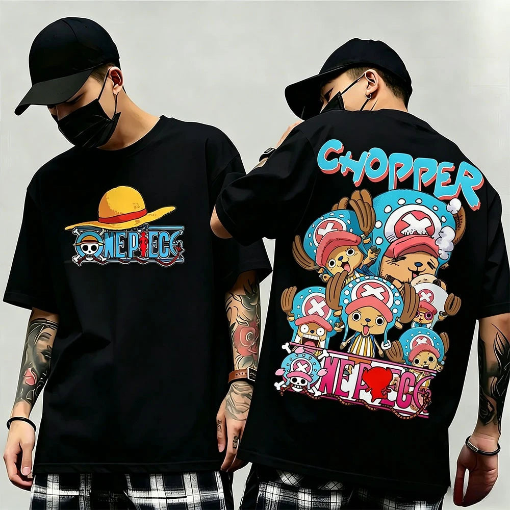 Summer New Arrival: One Piece Pattern T-shirt, unisex, anime print, casual short-sleeved, fashionable streetwear top, Y2K style.