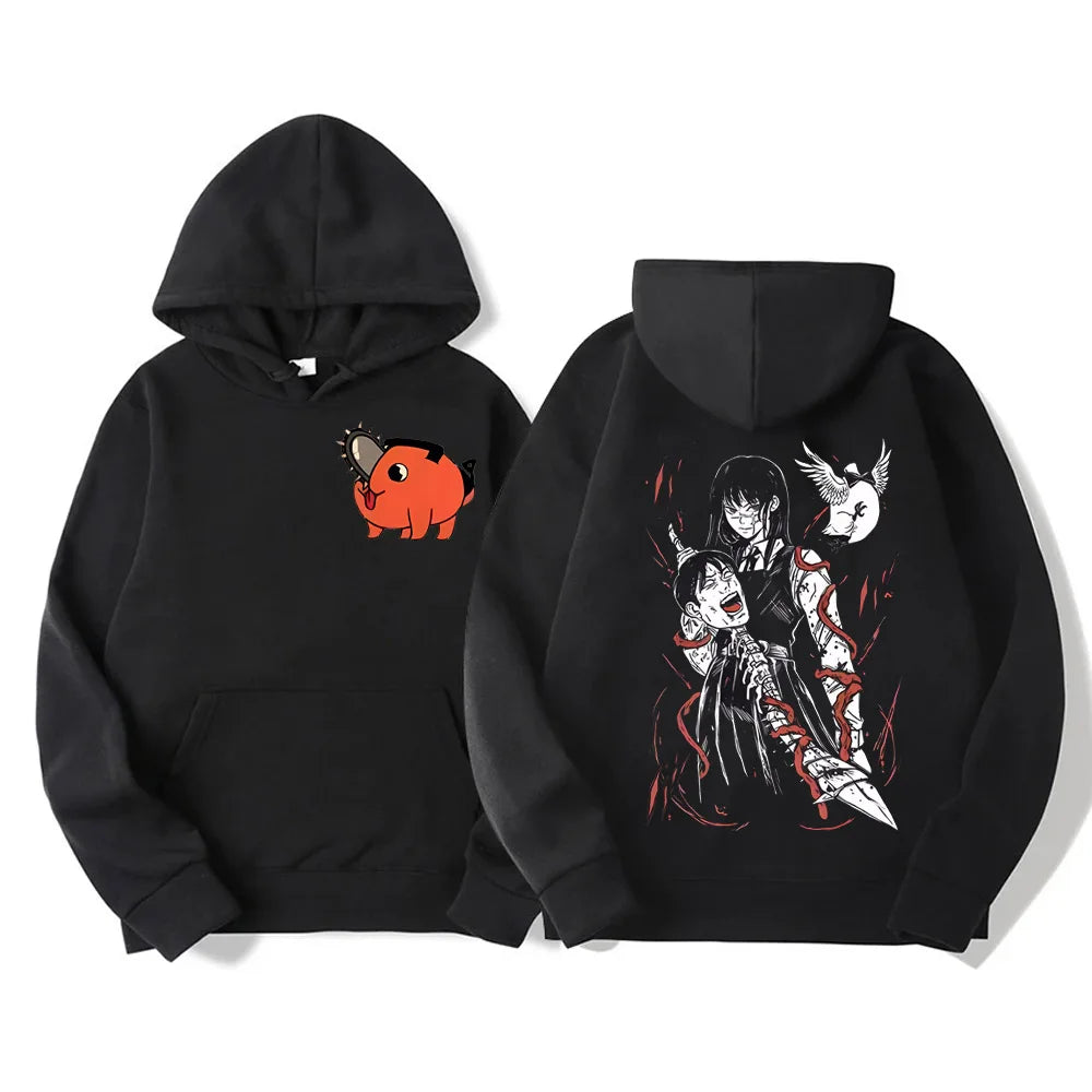 Chainsaw Man Vintage Oversized Hoodie – Unisex Anime Graphic Streetwear Pullover