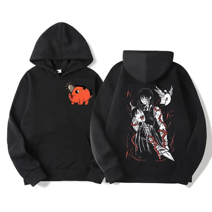 Chainsaw Man Vintage Oversized Hoodie – Unisex Anime Graphic Streetwear Pullover