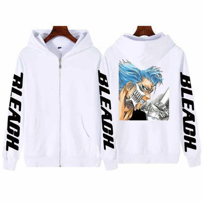 BLEACH Grimmjow Jaegerjaquez Zip-Up Hoodie – Anime Harajuku Streetwear Jacket