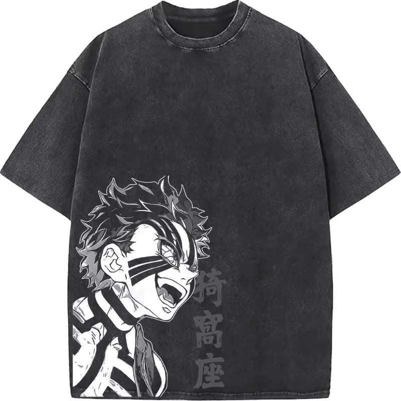 Demon Slayer Anime Washed T-Shirt – Unisex Graphic Streetwear Casual Tee 2026