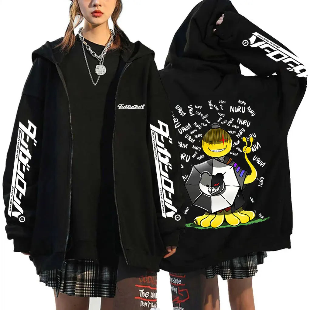 Assassination Classroom Korosensei Zip-Up Hoodie – Oversized Unisex Anime Jacket