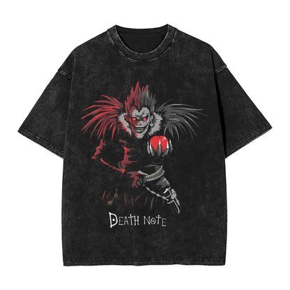 Death Note L Lawliet Vintage Washed T-Shirt – Oversized Manga Graphic Streetwear Tee