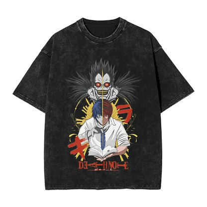 Death Note L Lawliet Vintage Washed T-Shirt – Oversized Manga Graphic Streetwear Tee