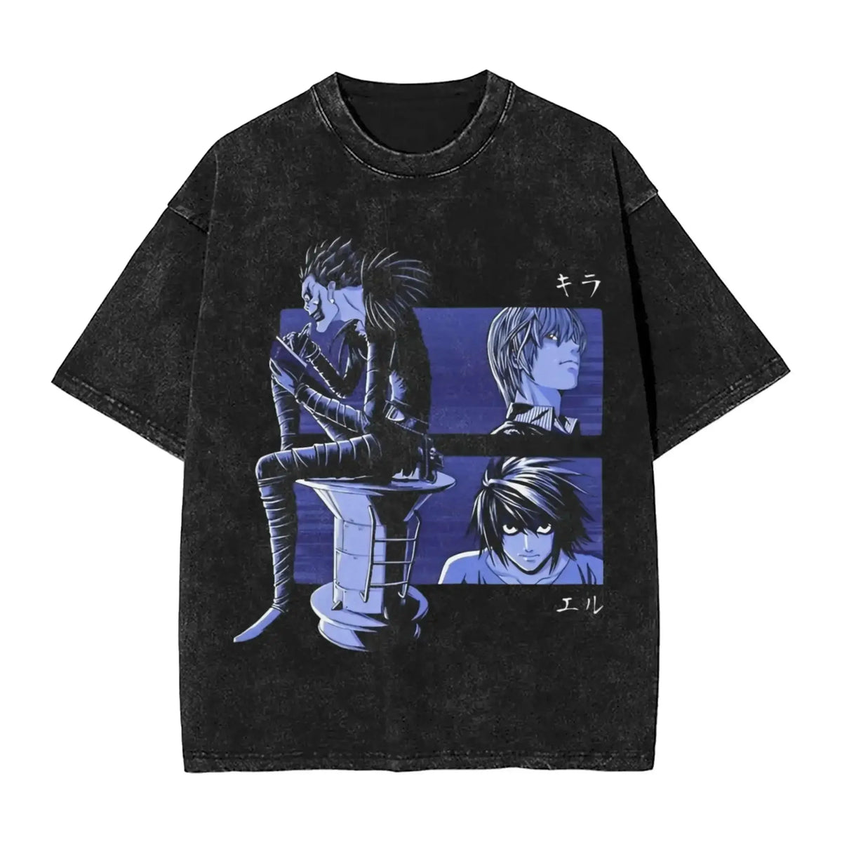 Death Note L Lawliet Vintage Washed T-Shirt – Oversized Manga Graphic Streetwear Tee