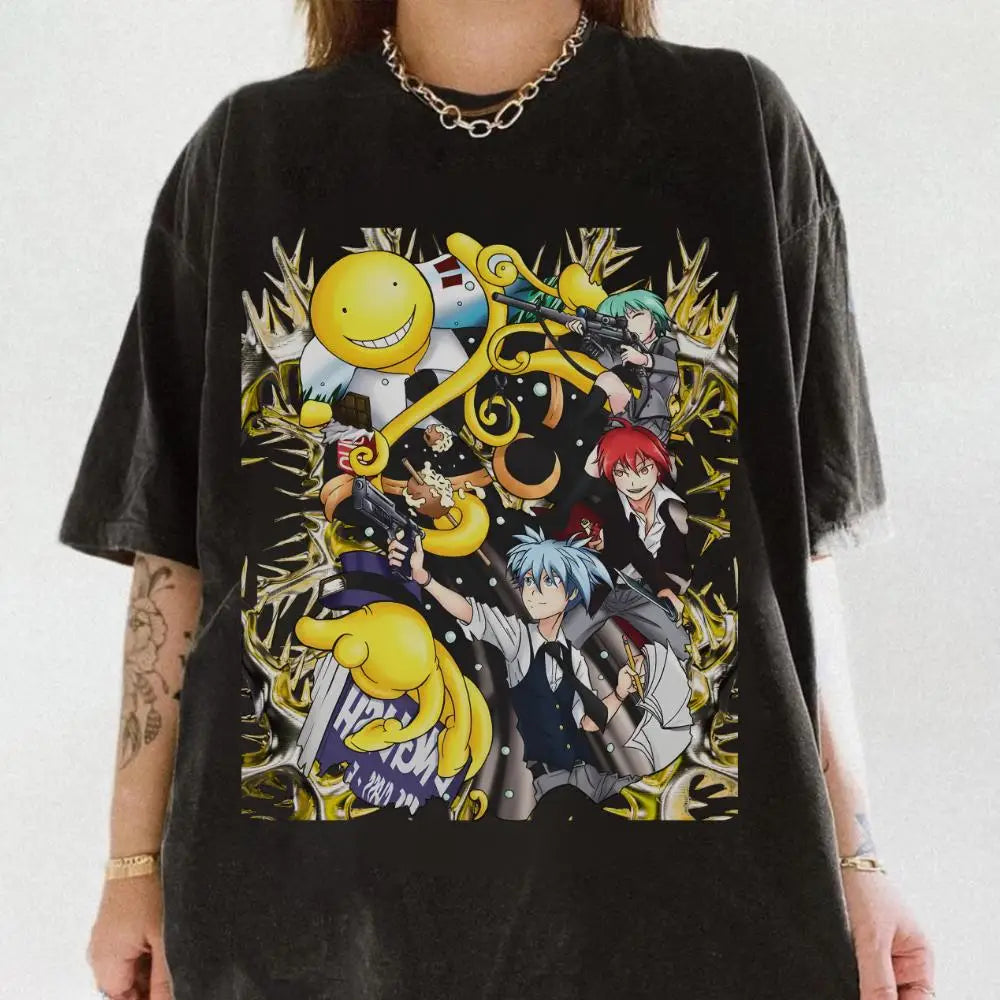 Assassination Classroom Full Cast Anime Graphic T Shirt Cotton Casual Short Sleeve Unisex Streetwear Oversized Tee