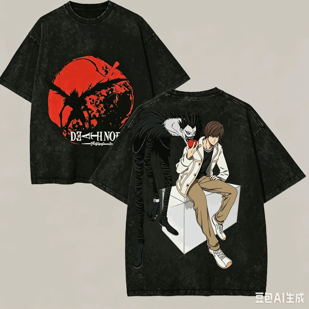 Death Note Vintage Washed T-Shirt – Oversized Unisex Harajuku Streetwear Tee