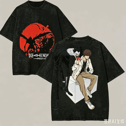 Death Note Vintage Washed T-Shirt – Oversized Unisex Harajuku Streetwear Tee