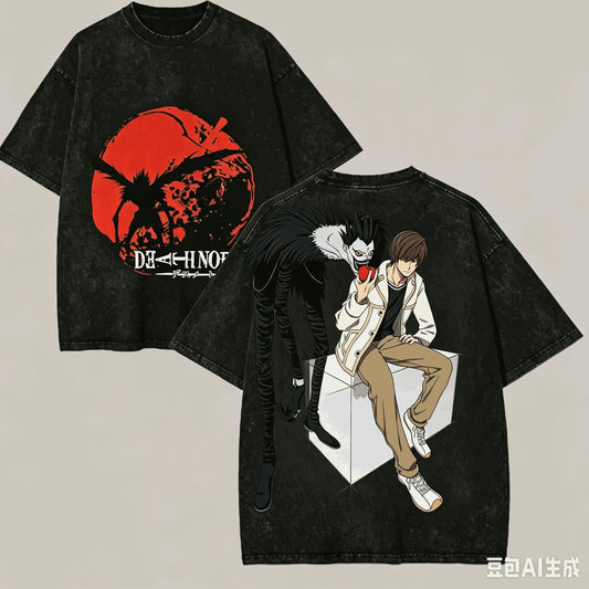 Death Note Vintage Washed T-Shirt – Oversized Unisex Harajuku Streetwear Tee