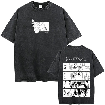Dr. Stone Senku Ishigami Vintage Washed T-Shirt – Unisex Oversized Manga Graphic Tee