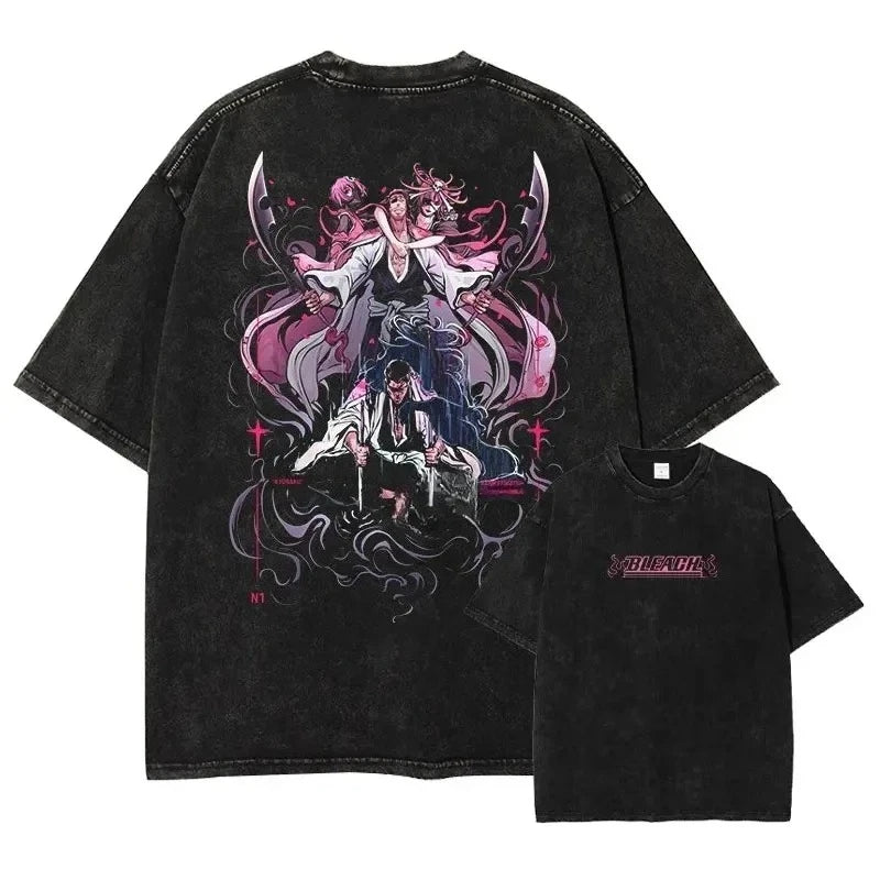 BLEACH Vintage Washed Oversized T-Shirt – Unisex Y2K Anime Streetwear Tee