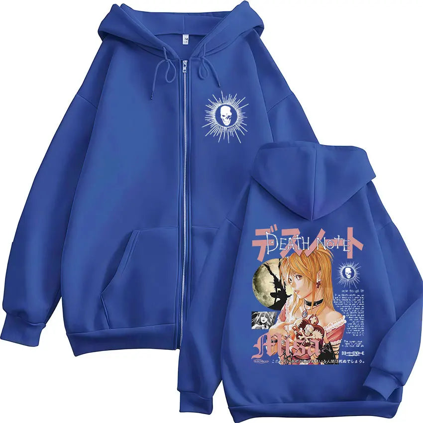 Death Note Misa Amane Zip-Up Hoodie – Unisex Gothic Anime Streetwear Jacket