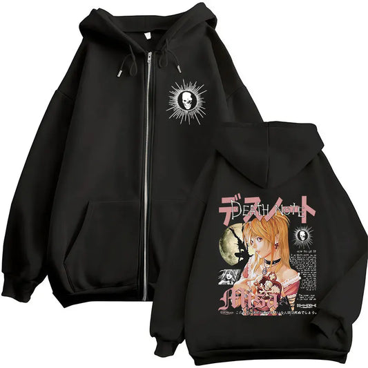 Death Note Misa Amane Zip-Up Hoodie – Unisex Gothic Anime Streetwear Jacket