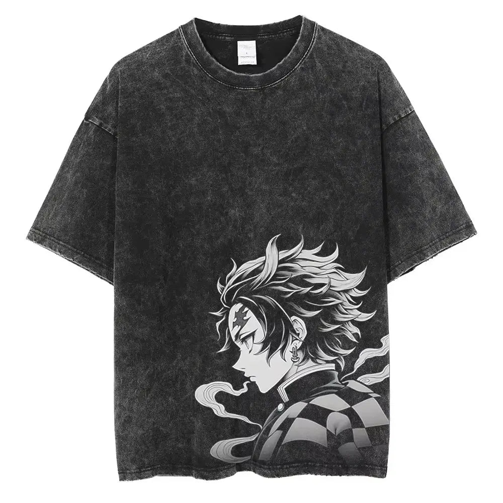 Demon Slayer Anime Washed T-Shirt – Unisex Graphic Streetwear Casual Tee 2026