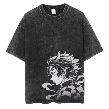 Demon Slayer Anime Washed T-Shirt – Unisex Graphic Streetwear Casual Tee 2026