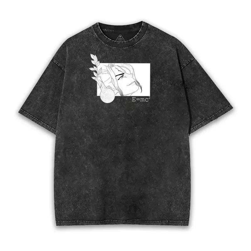 Dr. Stone Kohaku & Senku Ishigami Vintage Washed T-Shirt – Unisex Oversized Cotton Anime Graphic Tee