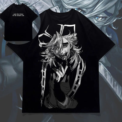 Demon Slayer Doma Anime T-Shirt – Oversized Black Graphic Streetwear Tee 2026