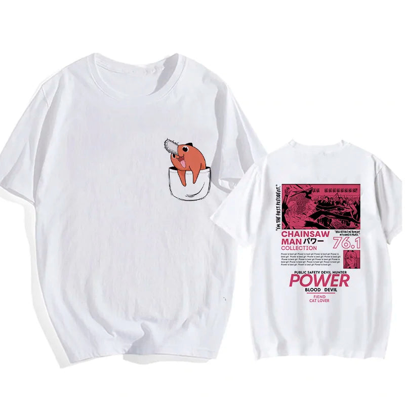 Chainsaw Man 90s Retro Anime T-Shirt – Pochita & Makima Harajuku Graphic Tee