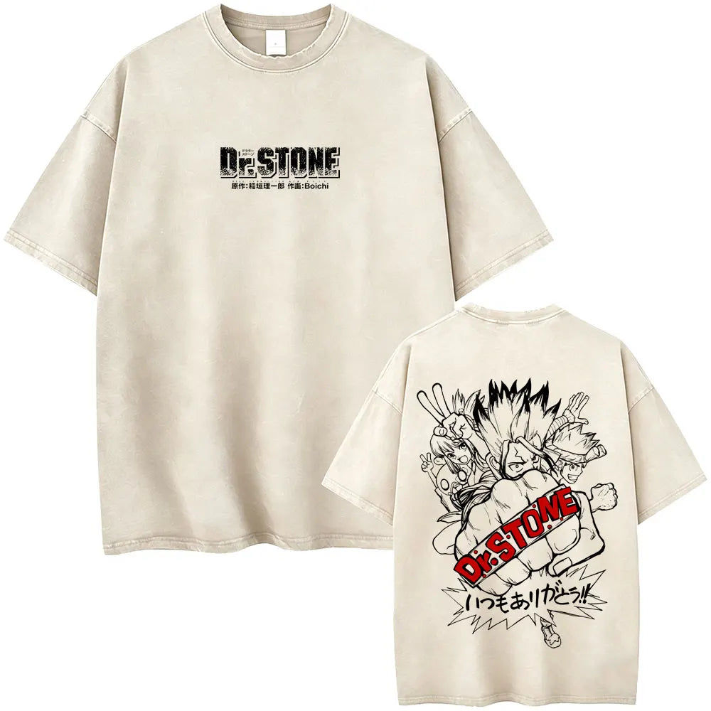 Dr. Stone Senku Ishigami Vintage Washed T-Shirt – Unisex Oversized Manga Graphic Tee