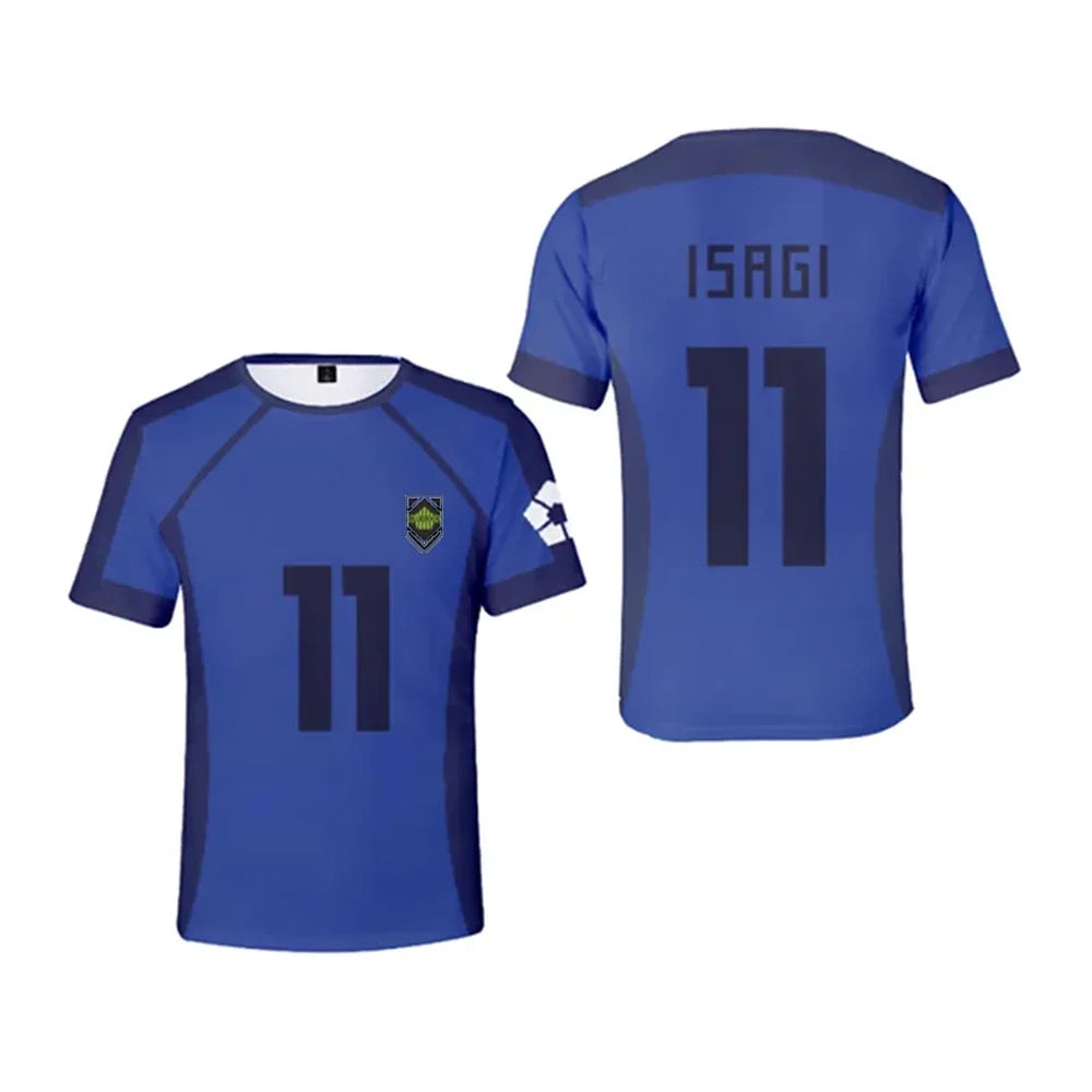 Blue Lock Anime Football Jersey T-Shirt – Isagi, Chigiri & Bachira Cosplay Tee