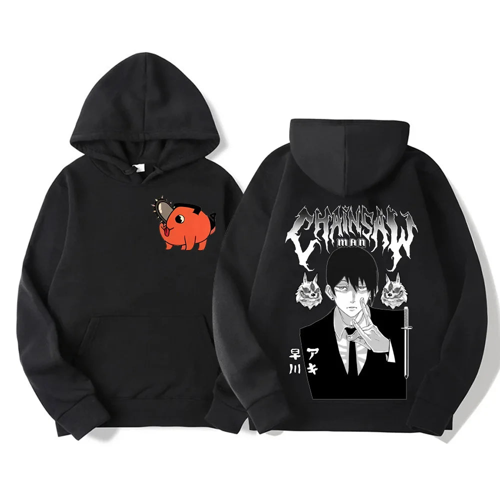 Chainsaw Man Vintage Oversized Hoodie – Unisex Anime Graphic Streetwear Pullover