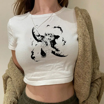 Black Clover Gothic Crop Top – Women's Y2K Harajuku Anime Graphic Tee