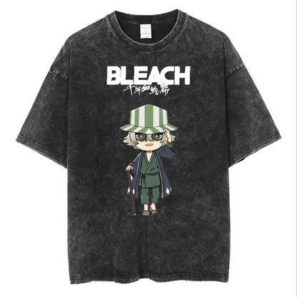 BLEACH Kisuke Urahara Vintage Washed T-Shirt – Manga Harajuku Streetwear Tee