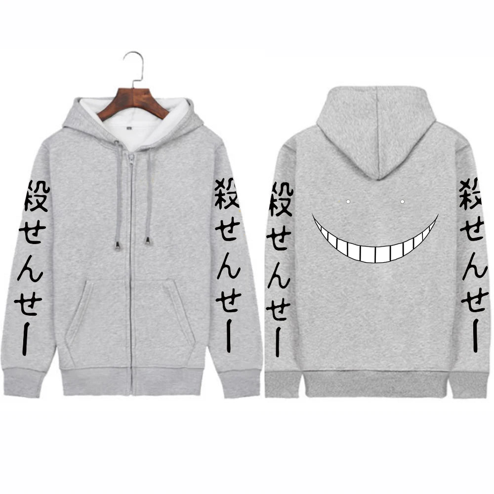 Anime Assassination Classroom Korosensei Print Hooded Men Women Manga Zip Up Hoodies Casual Sweatshirt Harajuku Zipper Jacket