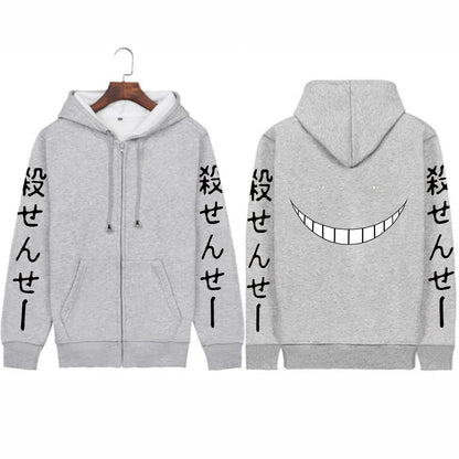 Anime Assassination Classroom Korosensei Print Hooded Men Women Manga Zip Up Hoodies Casual Sweatshirt Harajuku Zipper Jacket