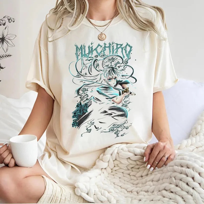 Demon Slayer Muichiro Tokito Anime T-Shirt – Unisex Loose Cotton Summer Graphic Tee