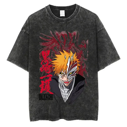 BLEACH Vintage Washed Oversized T-Shirt – Unisex Retro Anime Streetwear Tee
