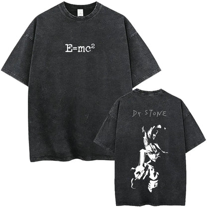 Dr. Stone Senku Ishigami Vintage Washed T-Shirt – Unisex Oversized Manga Graphic Tee