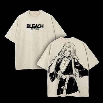 BLEACH Rangiku Matsumoto Vintage Washed T-Shirt – Unisex Harajuku Anime Streetwear Tee